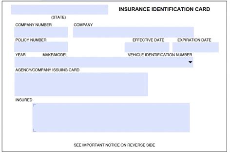 Auto Insurance Printable Fake Car Insurance Card Template